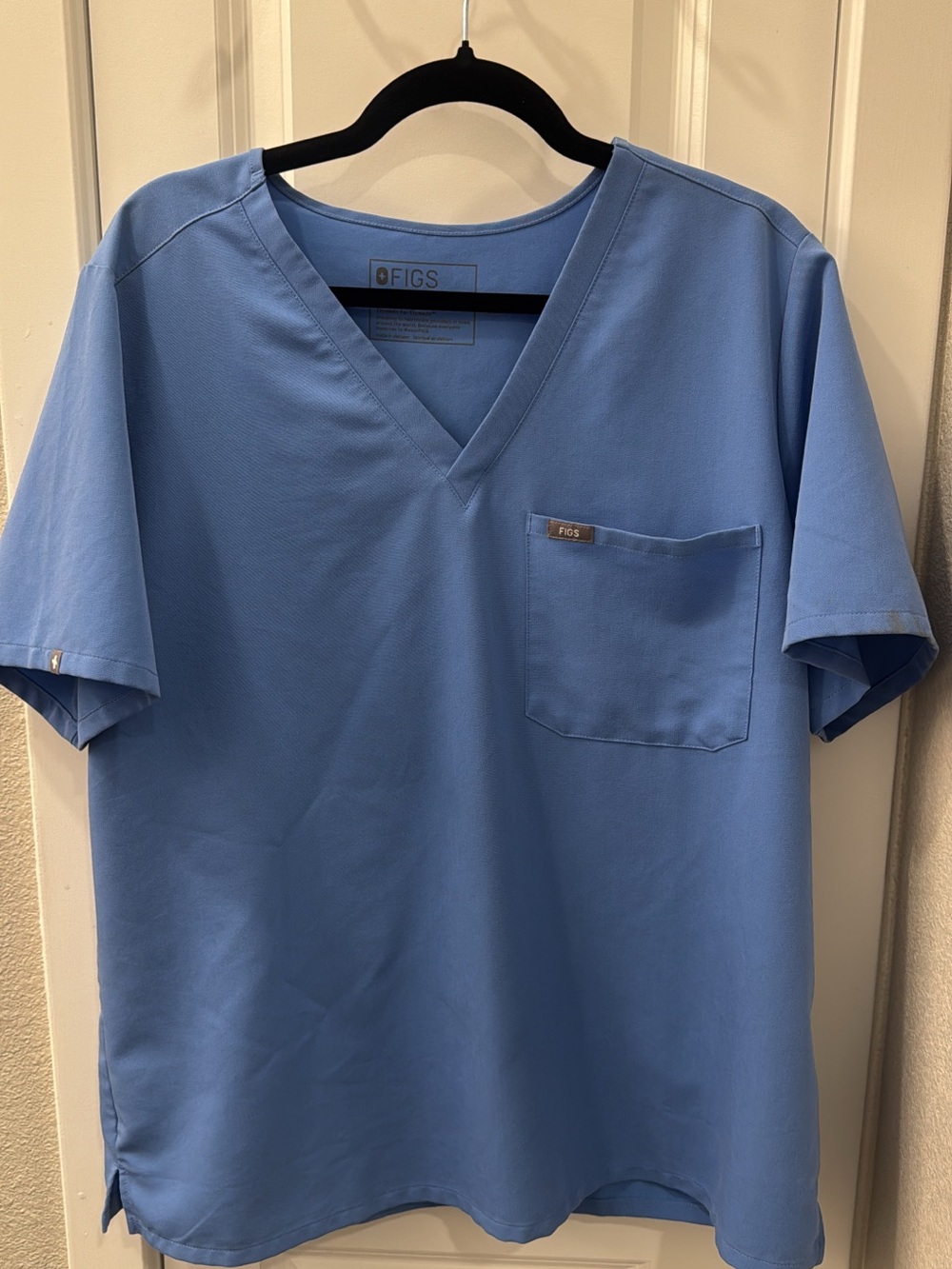 Figs Men's V-Neck Scrub Top in Light Blue